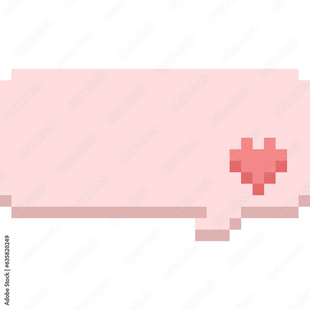 Fototapeta premium Pixel art valentine heart speech bubble 3