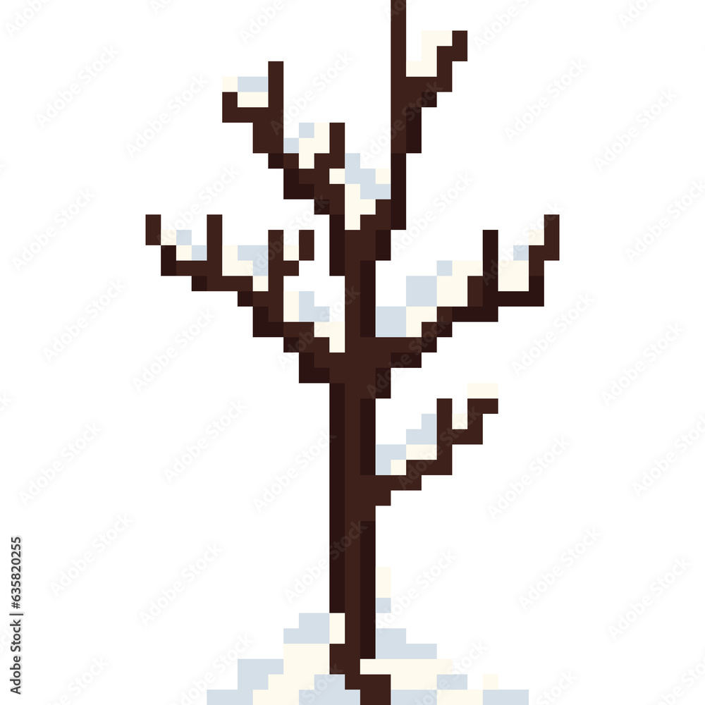 Fototapeta premium Pixel art winter tree 