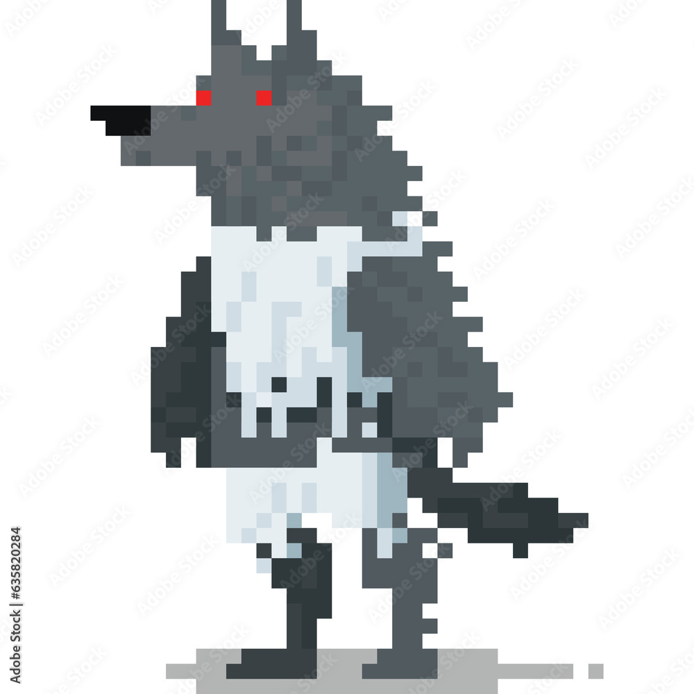 Obraz premium Pixel art warewolf character