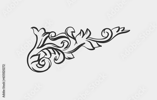 Hand drawn vector abstract outline,graphic,line vintage baroque ornament floral frame border in minimalistic modern style.Baroque floral vintage outline design concept.Vector antique frame isolated.