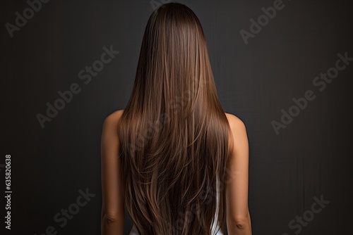 Back view of a woman with long straight hair