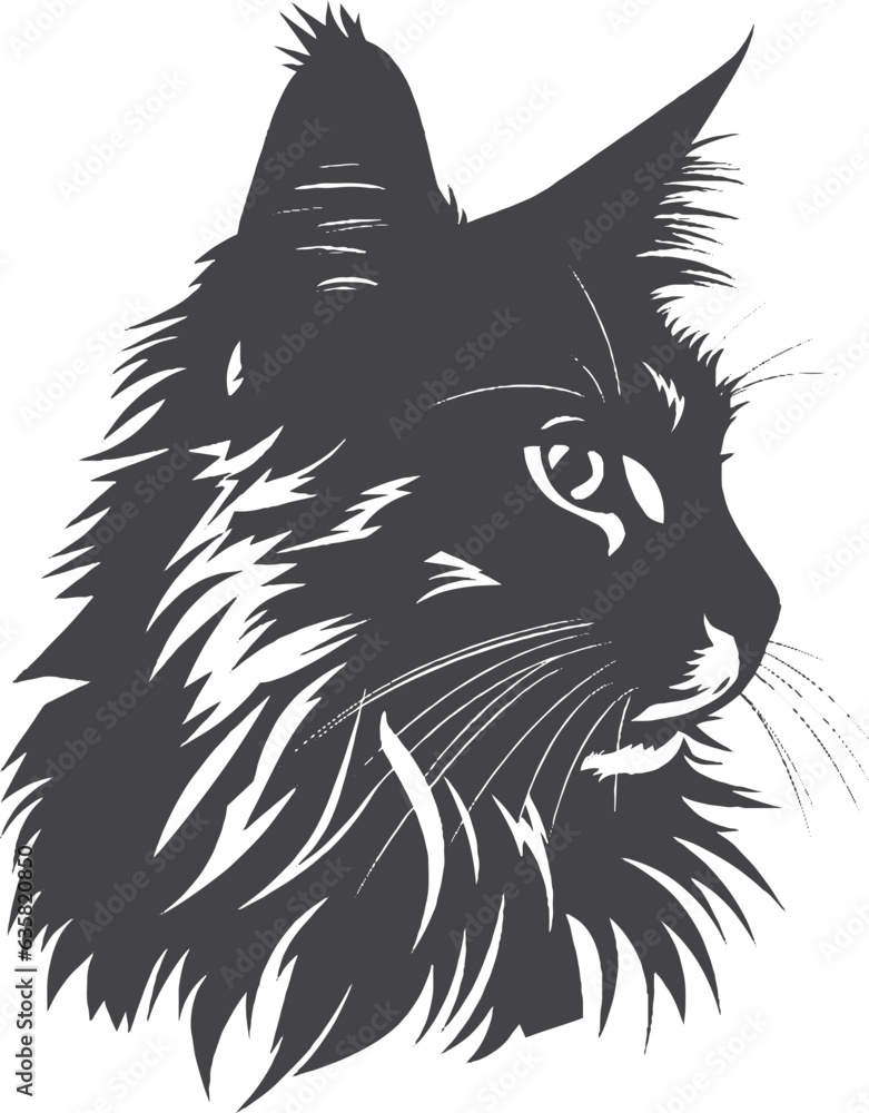 side looking cat meow vector logo illustration side looking cat meow vector logo illustration