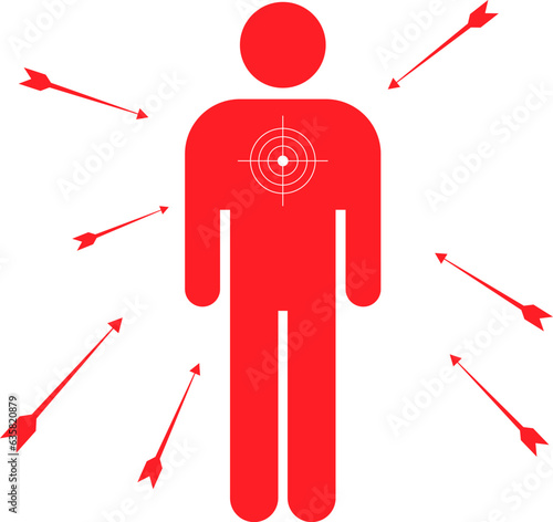 Ad hominem attack concept. criticize the person. Attacks the characteristics of a person