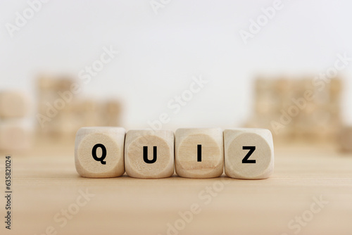 Wooden cubes with the text quiz