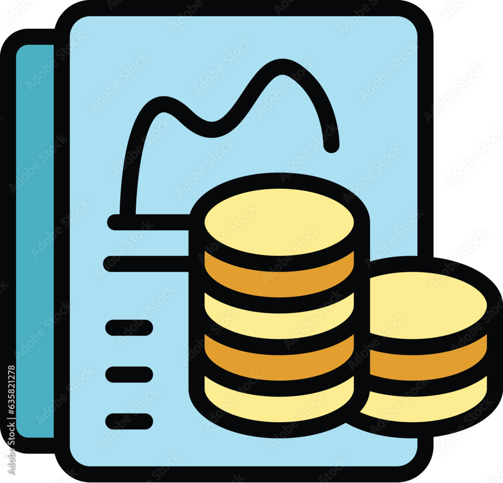 Loan coin document icon outline vector. Profit finance. Fund grow color flat Loan coin document icon outline vector. Profit finance. Fund grow color flat