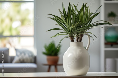 Dracaena marginata near a watering can in a stylish home. © 2rogan