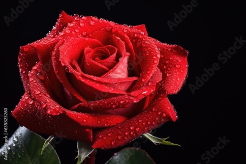 A Beautiful Red Rose with dewdrops