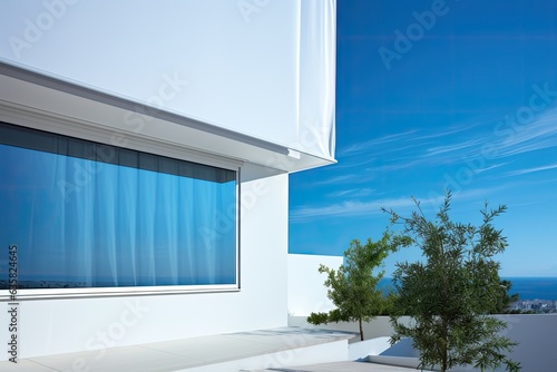 Exterior roller blinds on modern windows. © 2rogan