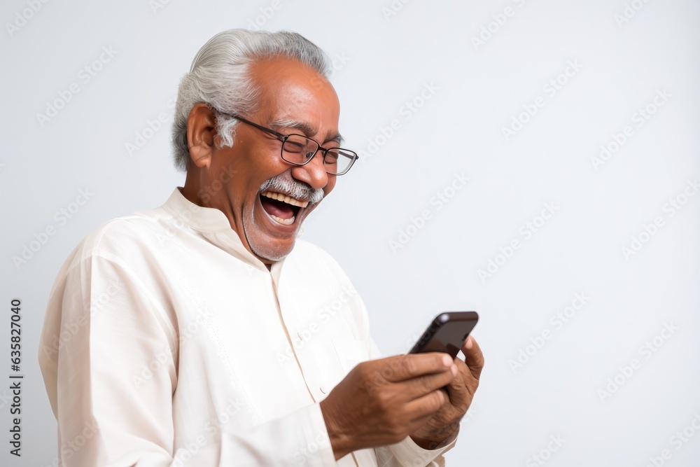 The Laughing Man Enjoys His Smartphone. A fictional character Created By Generated AI. The Laughing Man Enjoys His Smartphone. A fictional character Created By Generated AI.