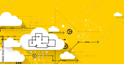 Cloud storage technology. Integrated digital web concept background.