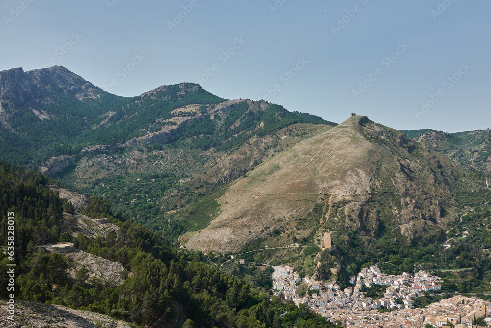 The town of Cazorla with its castle of La Yedra, the one of the Five Corners and its picnic areas with their panoramic views. Jaen. Andalusia. Spain.