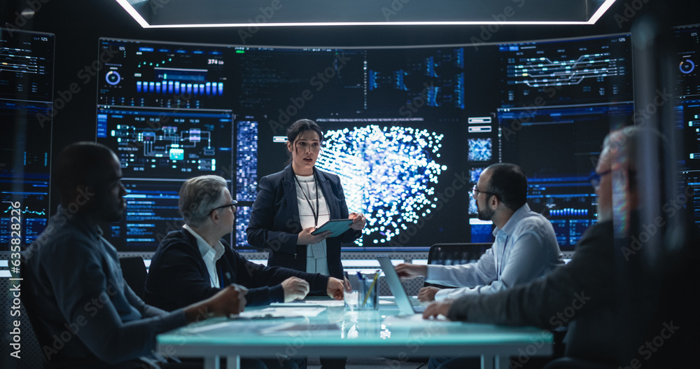 custom made wallpaper toronto digitalTeam of Software Development Engineers Having a Meeting in an Artificial Intelligence Research Center. Diverse Group of Professional Programmers Discussing Internet Opportunities for the AI Tool