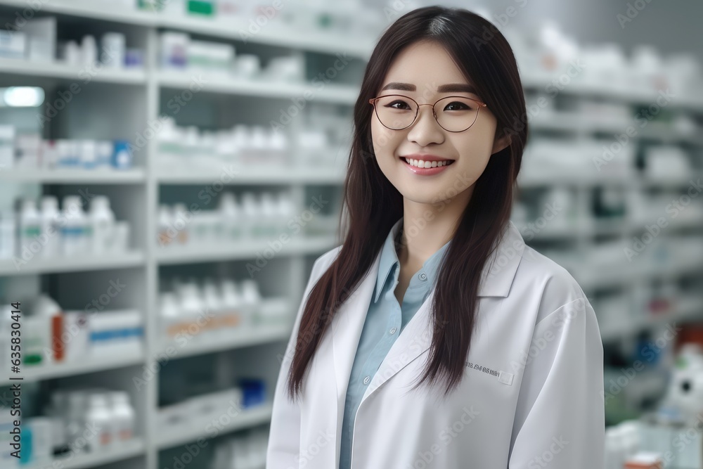 a young chinese female pharmacist a a young chinese female pharmacist a
