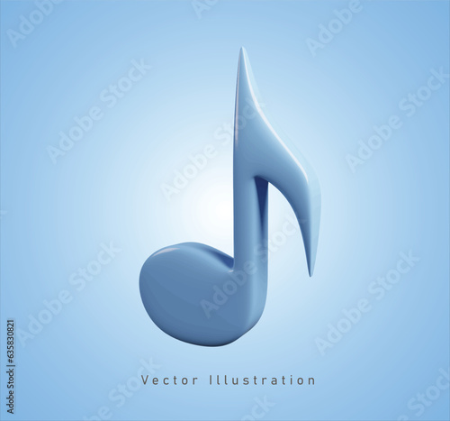 blue music note in 3d vector illustration