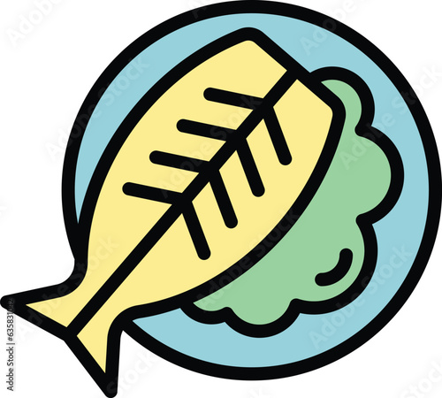 Australian fish icon outline vector. Food chicken. Dish dinner color flat