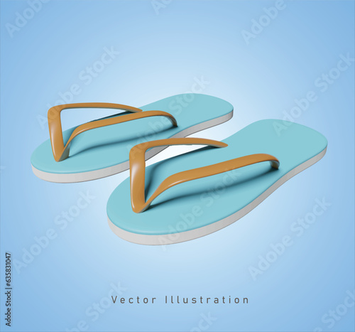 blue sandal in 3d vector illustration