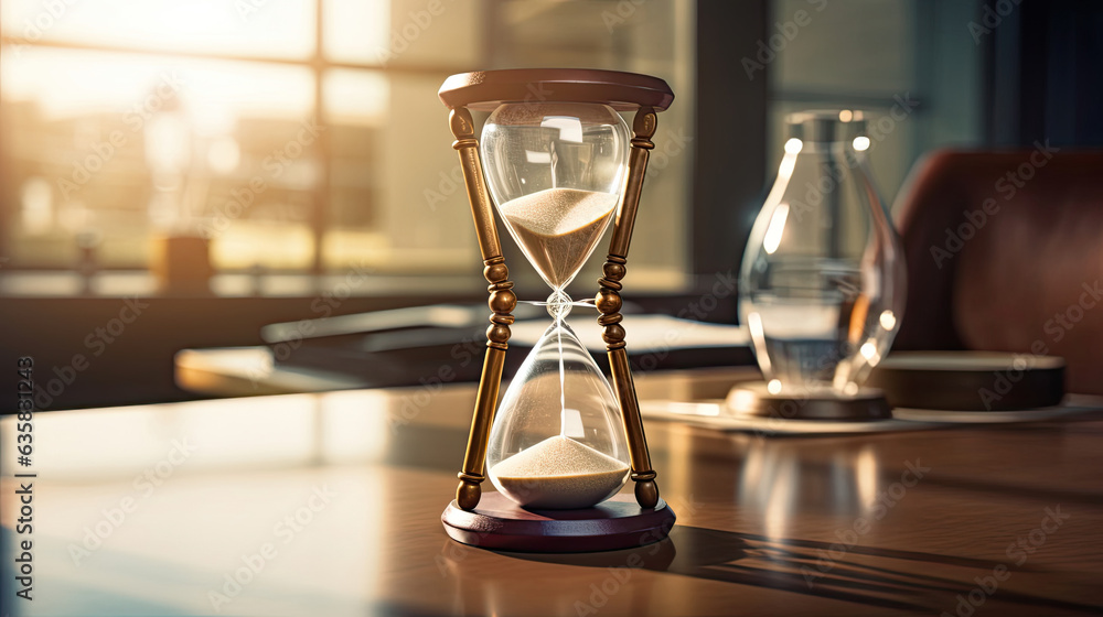 hourglass on the table, business time concept hourglass on the table, business time concept