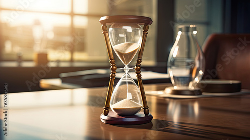 hourglass on the table, business time concept