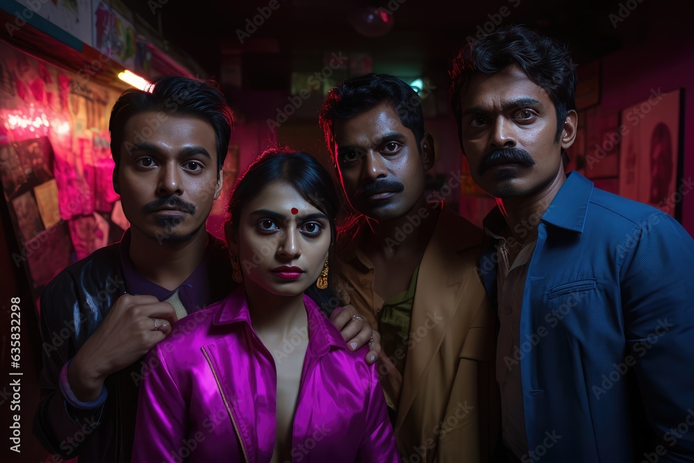 Five Men Posing for a Dark, Shadowy Photo. A fictional character Created By Generated AI. Five Men Posing for a Dark, Shadowy Photo. A fictional character Created By Generated AI.