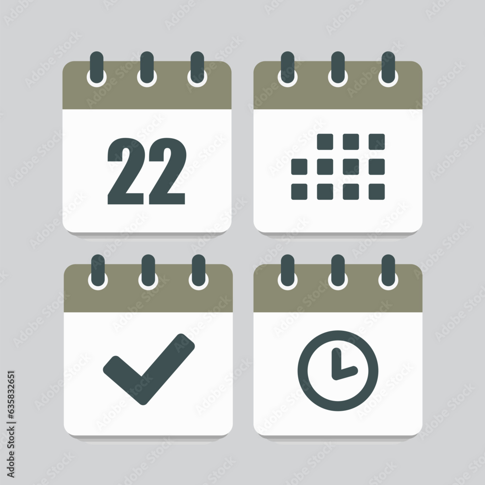 Icon page calendar - 22 day, agenda, timer, done Icon page calendar - 22 day, agenda, timer, done