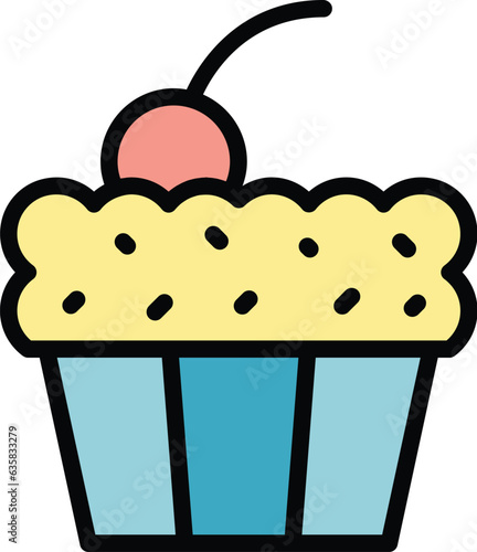 Australian cupcake icon outline vector. Cuisine dish. Pie fish color flat