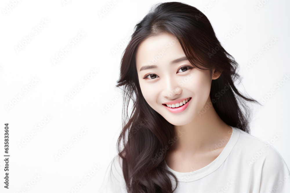 Beautiful Young Happy Chinese Woman On White Background Beautiful Young Happy Chinese Woman On White Background