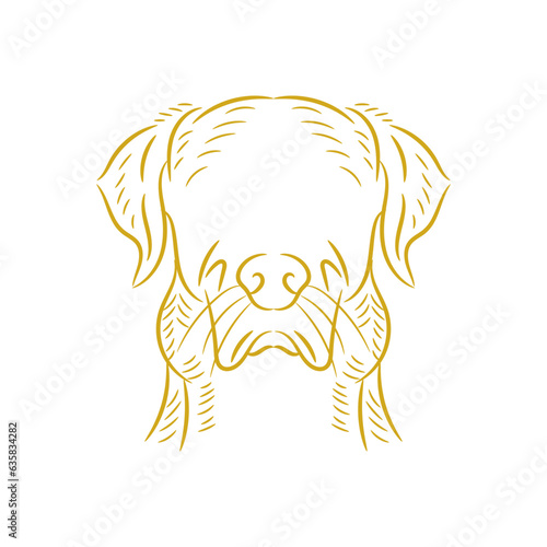 Labrador golden retriever dog minimal line art. Hand drawn clipart, doodle sketch, vintage vector illustration