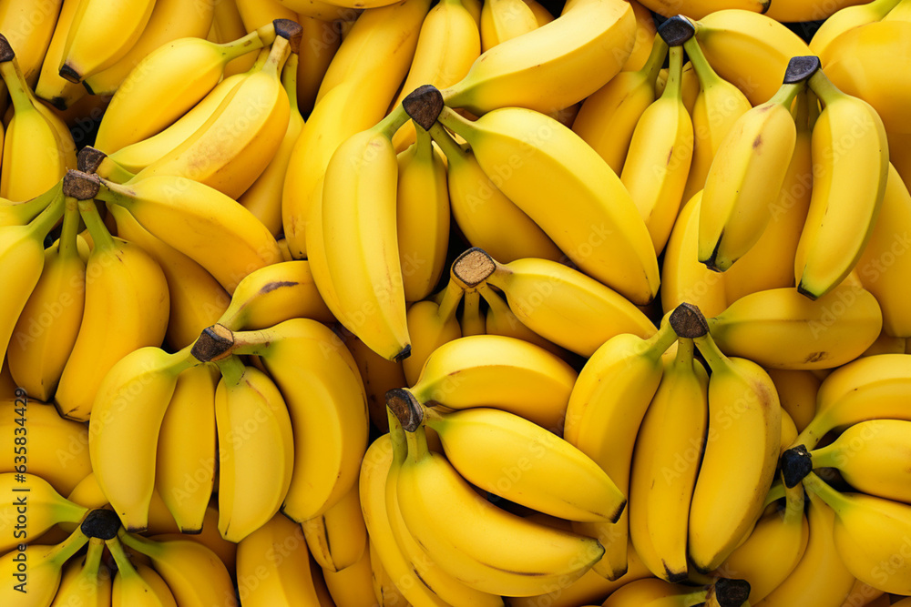 Bananas top view background. AI generated Bananas top view background. AI generated