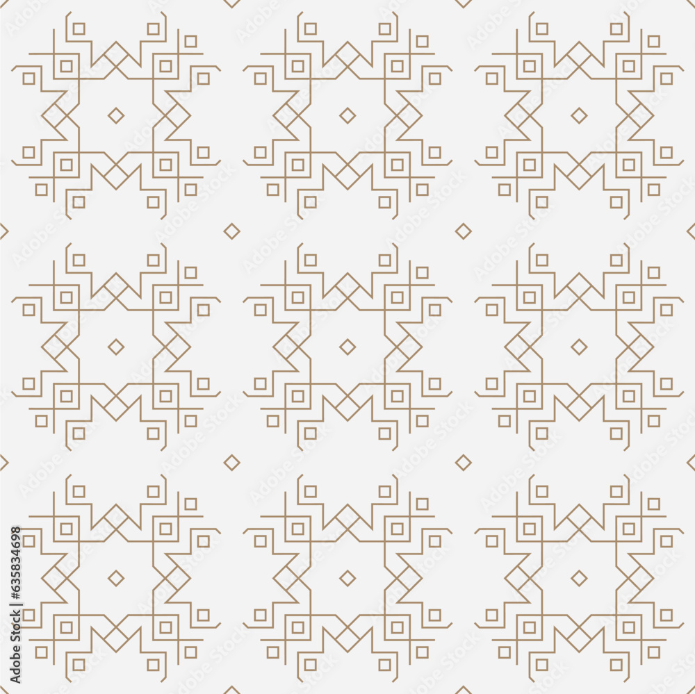vector seamless pattern inspired by retro wallpaper designs in golden geometric flat lines ornaments