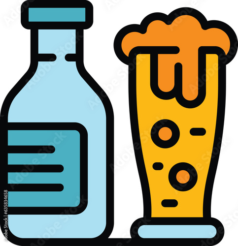 Beer bottle icon outline vector. Food cuisine. Potato restaurant color flat