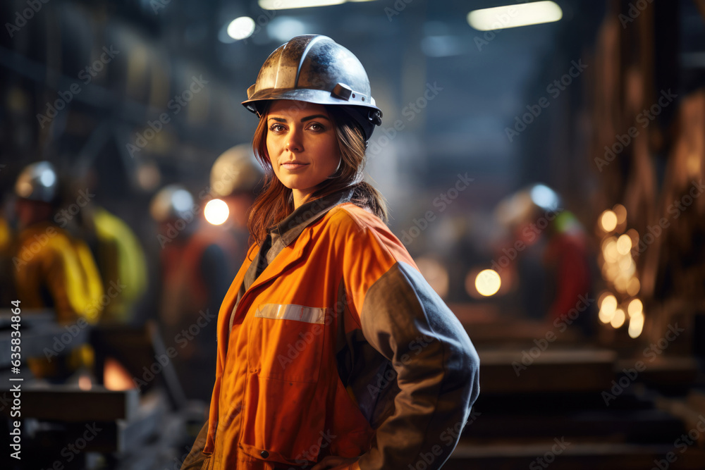 Woman Worker In The Background Steel Mill Woman Worker In The Background Steel Mill