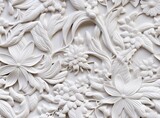 Gypsum patterns of white flowers, gypsum background floral pattern. SEAMLESS PATTERN. SEAMLESS WALLPAPER. Created with Generative AI technology.