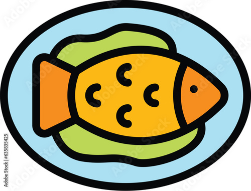 Austrian fish icon outline vector. Vienna food. Austria cuisine color flat