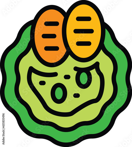 Austrian cutlet icon outline vector. Austria food. Potato restaurant color flat
