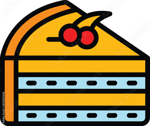 Cake piece icon outline vector. Austrian food. Beef pot color flat