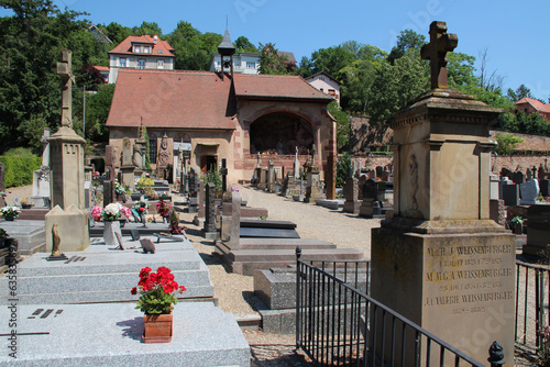 cemetery and chapel (jungfrauenkapelle) in obernai in alsace (france)