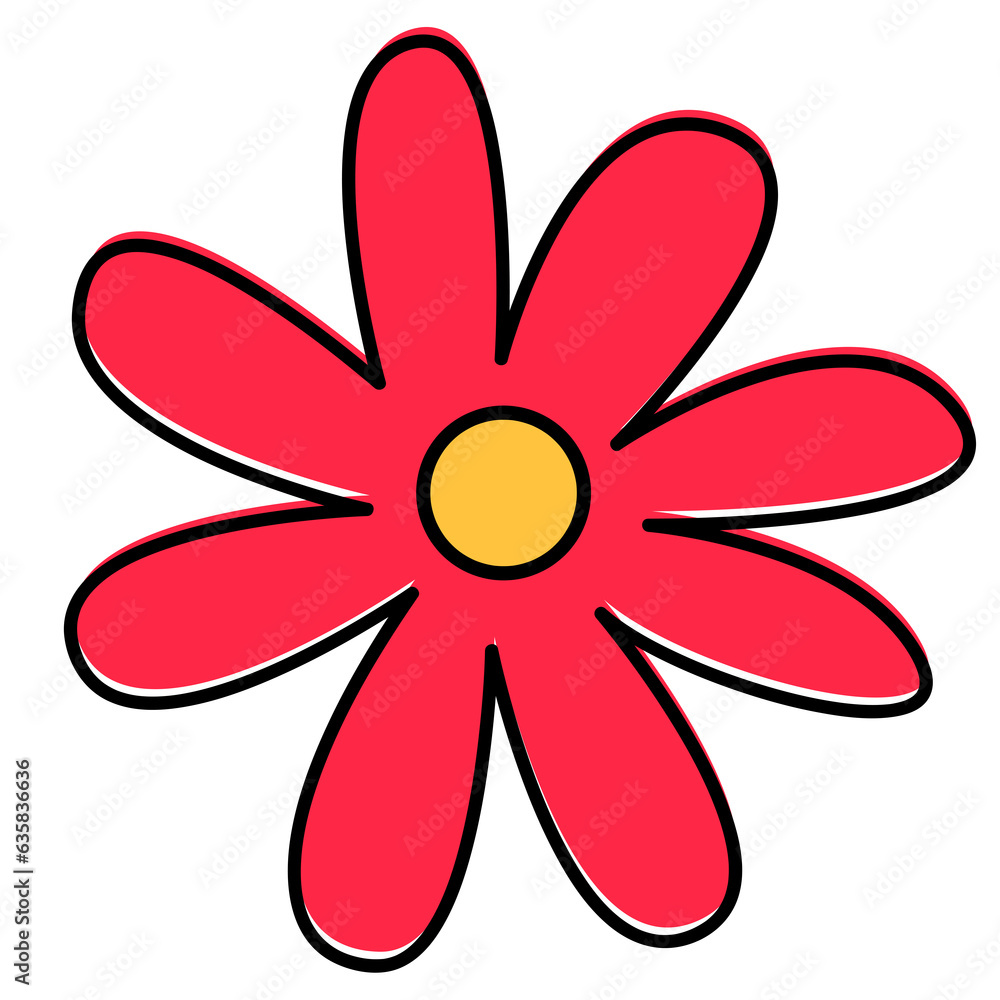 Pink cute hand drawn flower isolated Pink cute hand drawn flower isolated