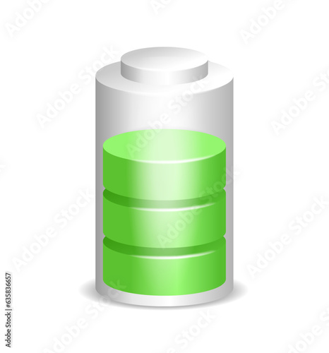 3D battery icon with green charging indicator