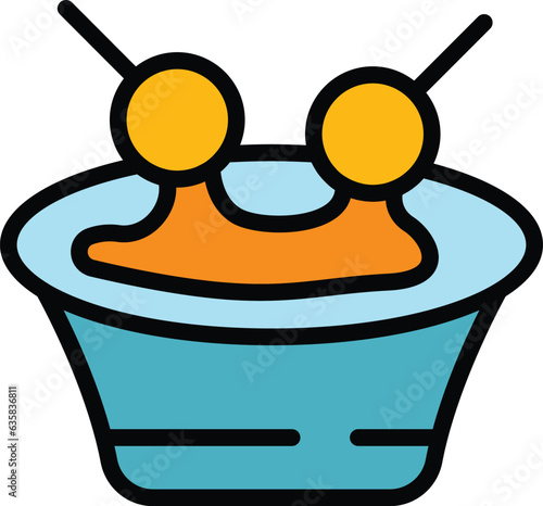 Cherry cake icon outline vector. Austrian food. Restaurant cuisine color flat