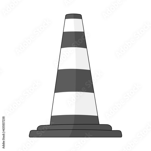 Traffic cone isolated. Road or construction boundary sign. Striped road cone symbol. Alert cone logo. Safety cone icon in flat style. Sign used to provide safe traffic during road construction. Vector