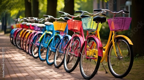 Colours of Amsterdam: Vibrant and Colourful Bicycles with Bells and Cycle Lanes: Generative AI