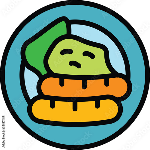 Sausage food icon outline vector. Beverage austrian. Austria cuisine color flat