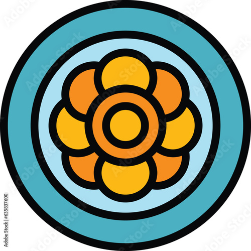 Austrian cake icon outline vector. Beef austria. Soup pot color flat