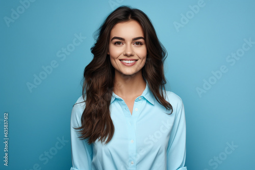 Generative AI portrait of attractive young woman business profession hold hands crossed