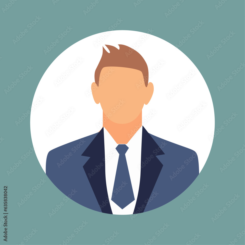 Vector flat illustration. Fashionable profile of a man. Avatar, user profile, person icon, silhouette, profile picture. Suitable for social media profiles, icons, screensavers and as a template. 