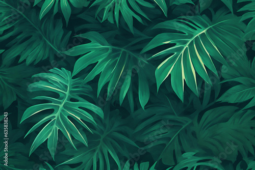 background green leaves summer pattern