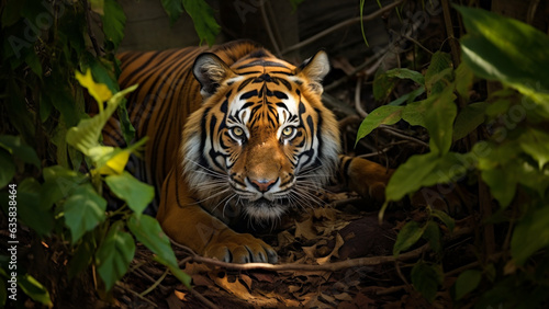 wild tiger staring at prey © DY