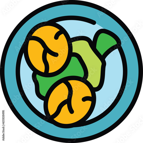 Austrian food icon outline vector. Potato beef. Vienna soup color flat