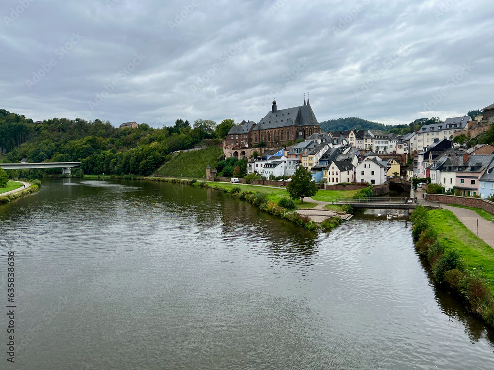 Saarburg, a city of the Trier-Saarburg district, Germany, on the banks of the river Saar in the hilly country.