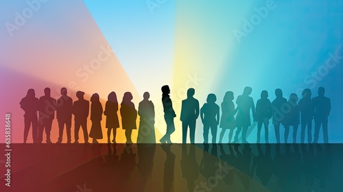 Diversity in Harmony. Silhouette of Multicultural Group Standing Together. Concept of Collaboration, Co-Workers, Business Agreements, and Community Organization